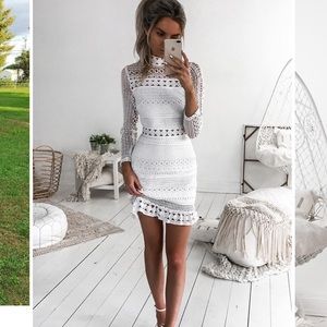 Beautiful long sleeve lace white dress!